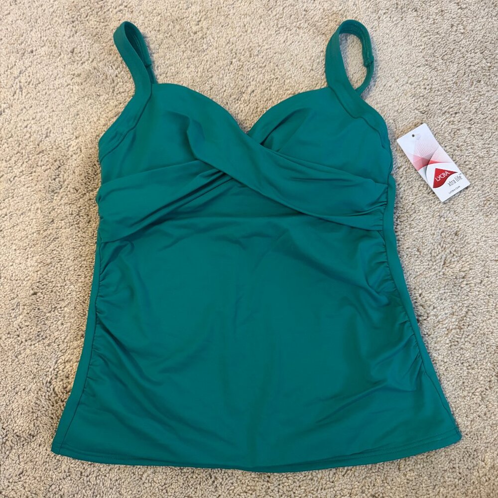 Land's End Sweetheart Wrap Underwire Tankini Top